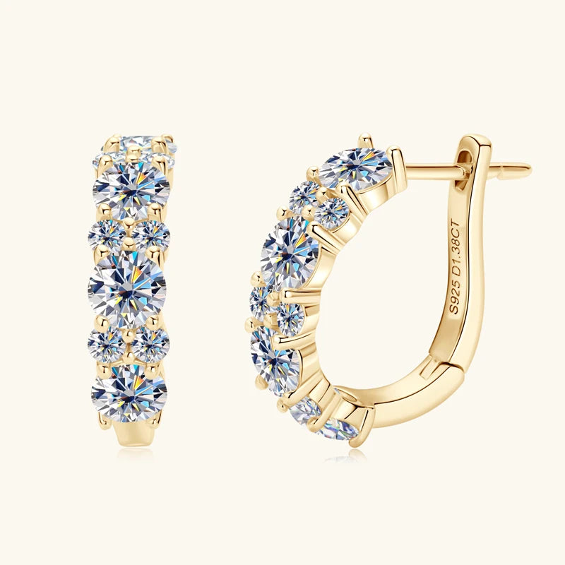 Moisanite Diamond Hoop Earrings - 925 Sterling Silver Moisanite Diamond Hoop Earrings - 925 Sterling Silver